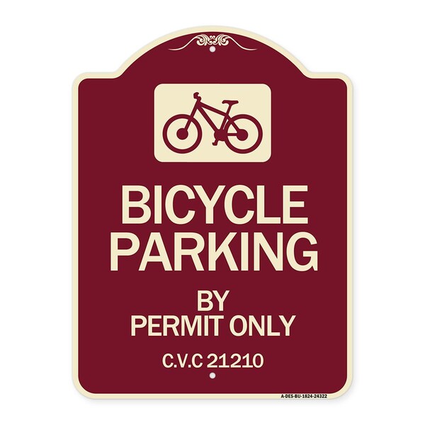 Bicycle Parking by Permit C.V.S. 21210 Heavy-Gauge Aluminum Sign, 24" x 18", BU-1824-24322